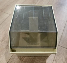 Vtg Memorex 3.5" Floppy Disk Holder Storage Box Case Holder Organizer Beige USA