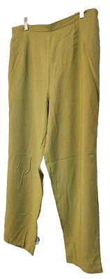 Womans Dress Pants Green Elastic Waist Unknown Brand 