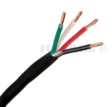 14/4 CL3 IN-WALL 14 AWG Gauge 4 Conductor PURE COPPER Speaker Wire Black - 50FT