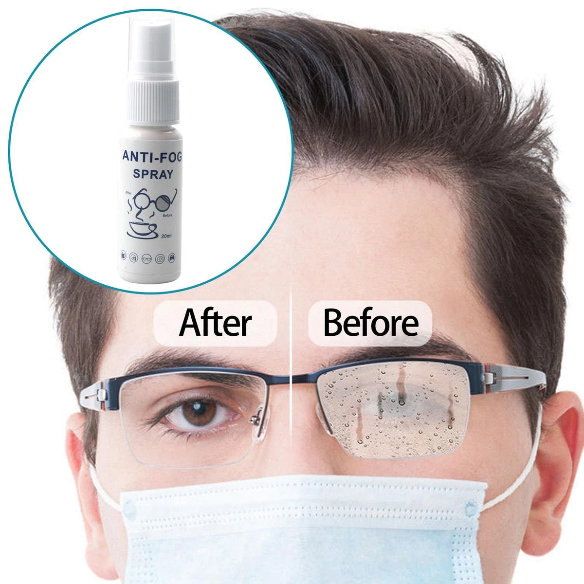Anti Fog Spray 20ml Lens Cleaning Spray for Glasses Eyeglasses Swim Goggles