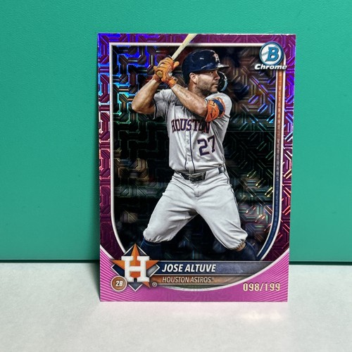 2025 Bowman Mega Box Jose Altuve #’d /199 Pink Chrome Mojo Refractor #63 Astros