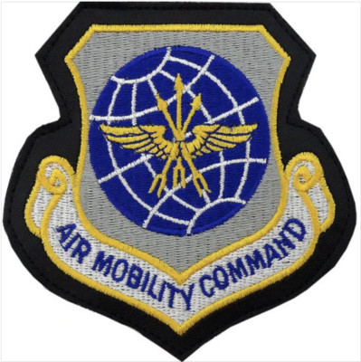 GENUINE U.S. AIR FORCE PATCH: AIR MOBILITY COMMAND - LEATHER WITH HOOK CLOSURE