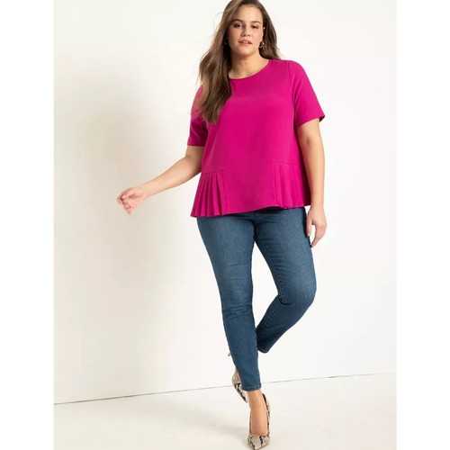 New! ELOQUII Plus Size Pleated Hem Top, 18 - Imagen 3 de 11