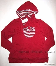 GITANO NWT Red Silver Striped Halter 2fer Hooded Top Shirt Womens Plus 14 16 1X