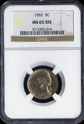 1962 Jefferson Nickel 5C NGC MS65 FS