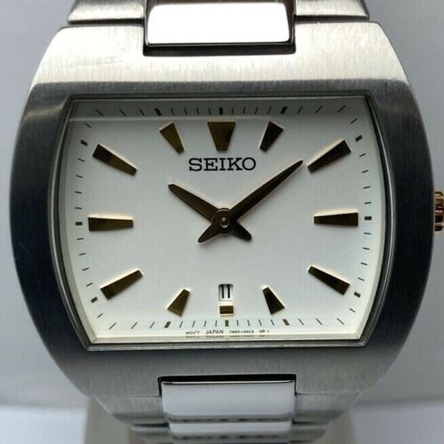 SEIKO,STEEL,QUARTZ,DATE,CREAM DIAL,WR30M,NEW OLD STOCK,FREE SHIPPING WITH  DHL | eBay