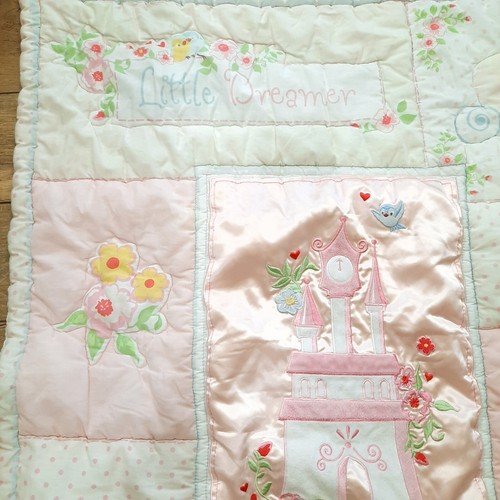 Disney Baby Blanket Princess Castle pink satin Quilt Comforter Little Dreamer - Picture 3 of 10
