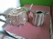 antica teiera in peltro sheffield + zuccheriera come foto