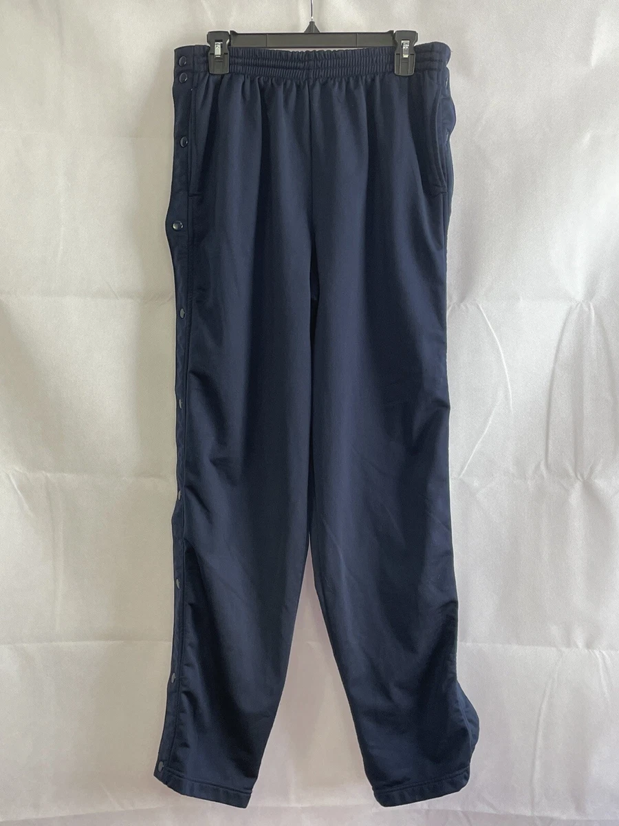 Vintage 90s Tear Away Pants Snap Side Basketball Warm Up Blue Men's Size M  G3