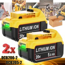 2 Pack For DeWalt 20V 20 Volt Max 5.0AH Lithium Battery DCB206 DCB203 DCB200-2