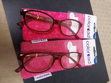 2 FOSTER GRANT COLOR READ Women's Pink 1.50 Reading Glasses w/ case