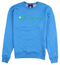CHAMPION Powerblend Fleece Script Logo Sweatshirt XL X-Large Balboa Blue Sweater