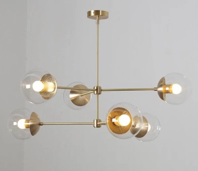 Modern Brass Sputnik Chandelier Ceiling Light Lamp , Glass Globe Ceiling Pendant