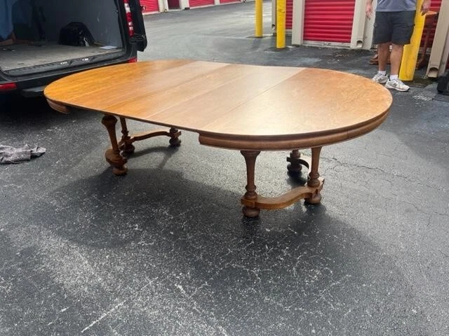 105 Inches Large Antique Oak Round Dining Table eBay
