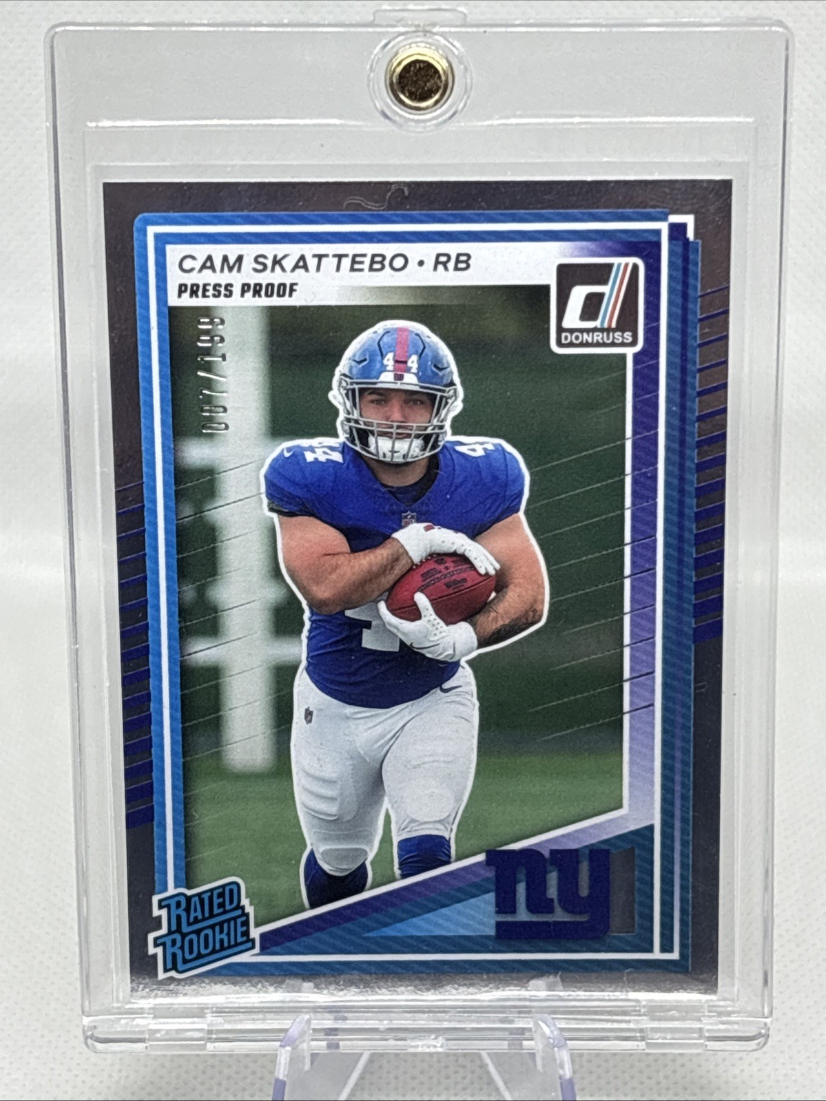 2025 Donruss Rated Rookie Cam Skattebo #302 Press Proof Silver /199 Giants NM+
