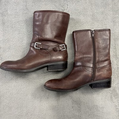 Lauren Ralph Lauren Boots Womens 7.5 B Brown Leather Mesi Ankle Equestrian Moto