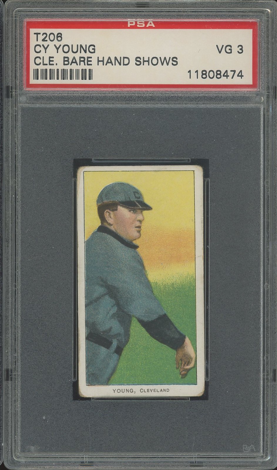 1909-1911 T206 Cy Young Bare Hand Shows Sweet Caporal PSA 3