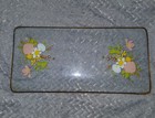 ​Vintage Reversible Floral Bent Glass Trinket Dish Sunken Dresser Tray Gold Trim — photo 2