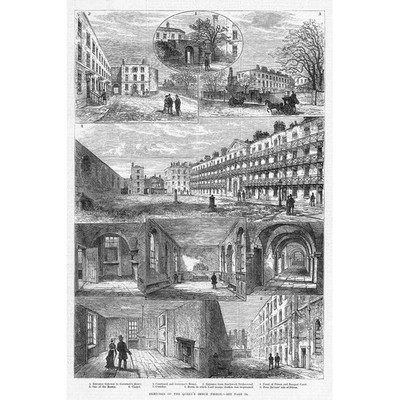 SOUTHWARK Queens Bench Prison - Antique Print 1880