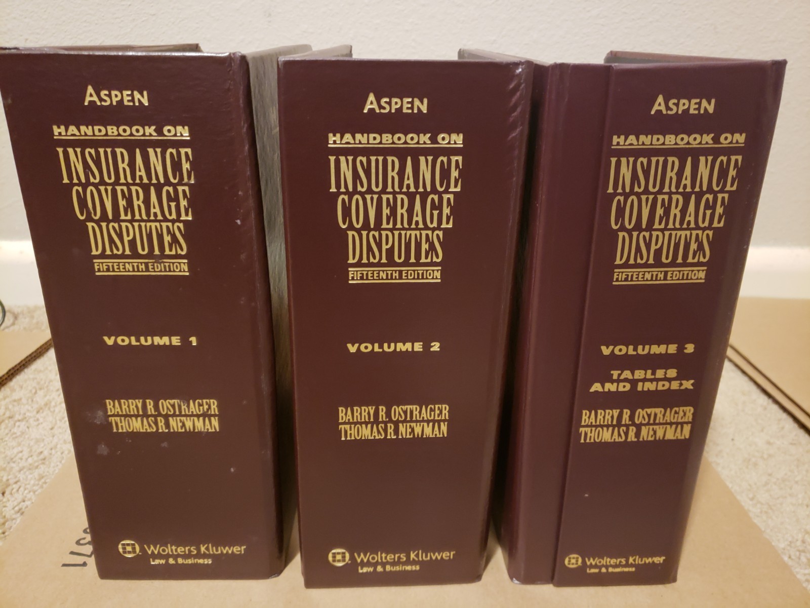 Handbook On Insurance Coverage Disputes 15Th Edition Vol 1-3 Ostrager Newman