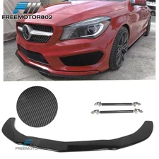 Fits 14-16 Benz CLA Class Front Bumper Lip Adjustable Splitter Rods CF Print