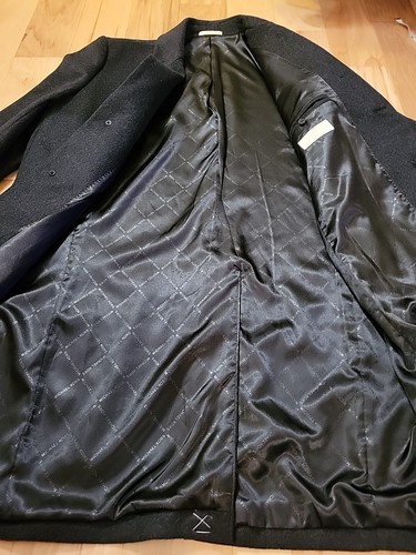 NWOT Michael Kors Wool Cashmere Blend Black Gray Overcoat Trench Long Mens 44R - Picture 10 of 14
