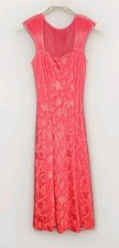 Victoria's Secret Gold Label Vintage 90s Slip Dress Red Satin High Slit Med Read