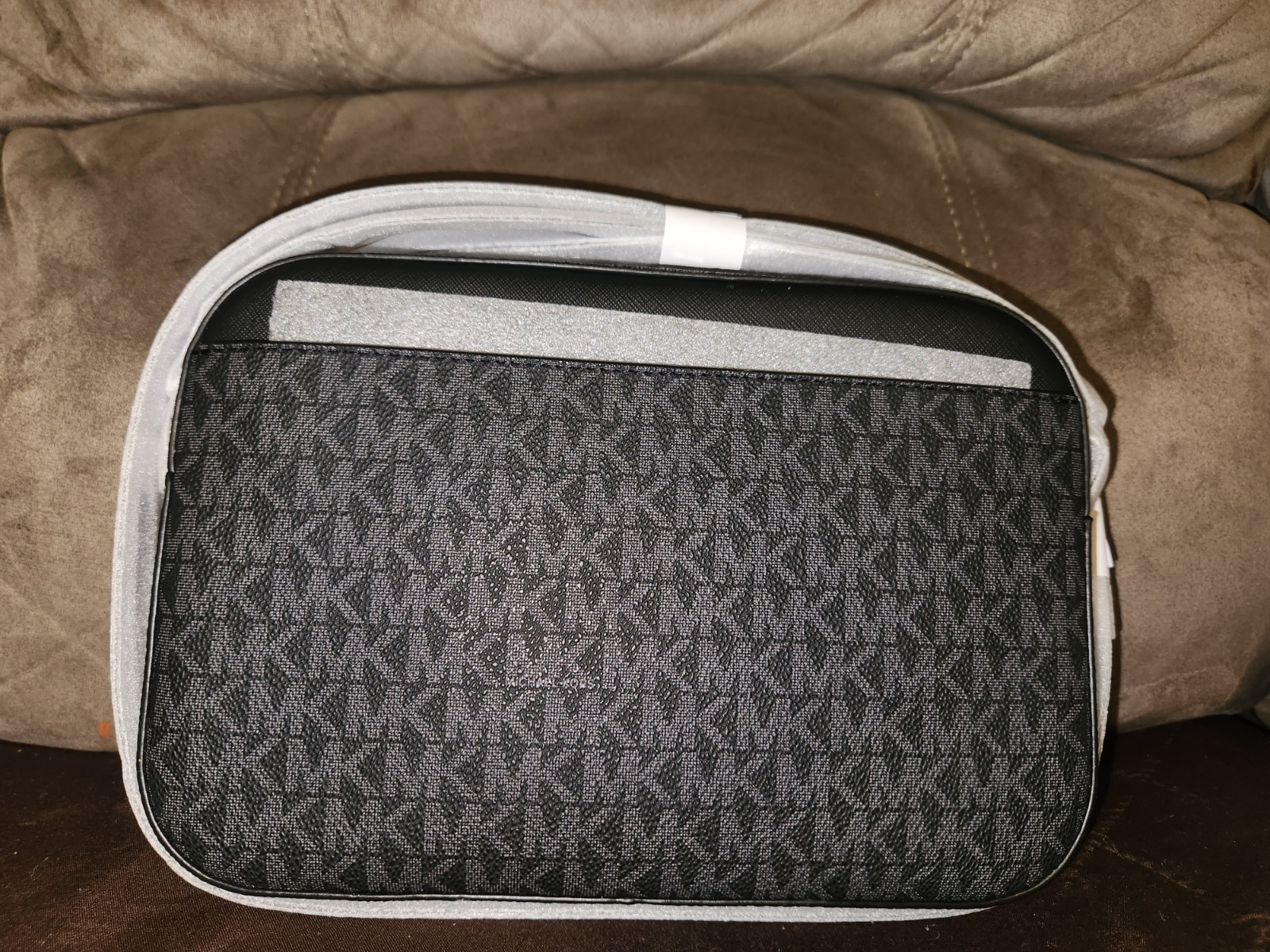 Michael Kors Set Large Leather Zip Chain Crossbody Handbag - Black thumbnail 2