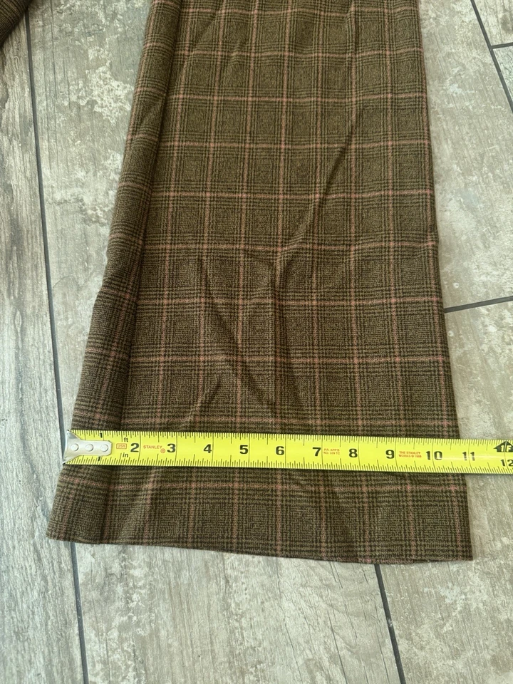 Trina Turk Wool Blend Wide Leg Business Womans Pants Quality Size 6 Brown Plaid - Image 4 of 4