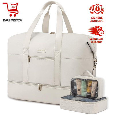 Reisetasche Damen 60L Weekender Duffle Bag, wasserdicht, mit Schuhfach