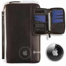 Family Passport Holder with AirTag RFID Passport Wallet Leather Travel Wallet...