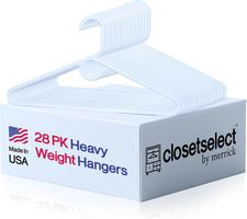Heavy Duty Plastic Hangers, White, 28 Pack