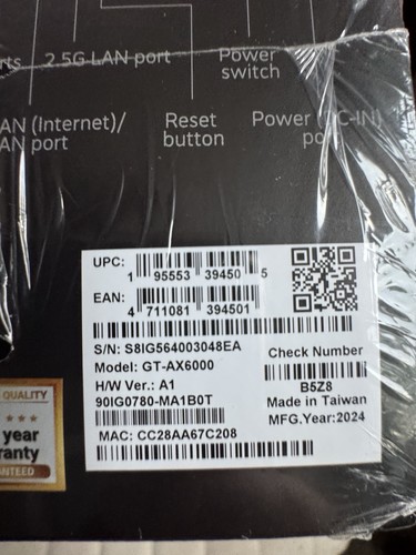 -NEW- ASUS ROG Rapture WiFi 6 AX Router GT-AX6000 Dual Band 2.5G WAN/LAN Ports - Photo 9/11