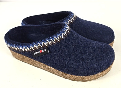 LKNW! - Haflinger Womens GRIZZLY ZIG ZAG Navy Blue Wool Clogs Slippers Sz 36 /US