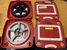2 USED 16mm 400' EMPTY PLASTIC FILM REEL CAN SETS GREY BLACK
