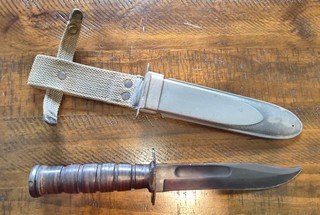 US Utica Cutco Mk2 early Vietnam War Fighting/Utility Knife w/ USN MK2 Scabbard