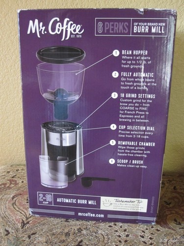 MR COFFEE 18 IMPOSTAZIONI DI MACINATURA COMPLETAMENTE AUTOMATICO MACINACAFFÈ NUOVO CON SCATOLA! SPEDIZIONE GRATUITA! - Foto 3 di 4