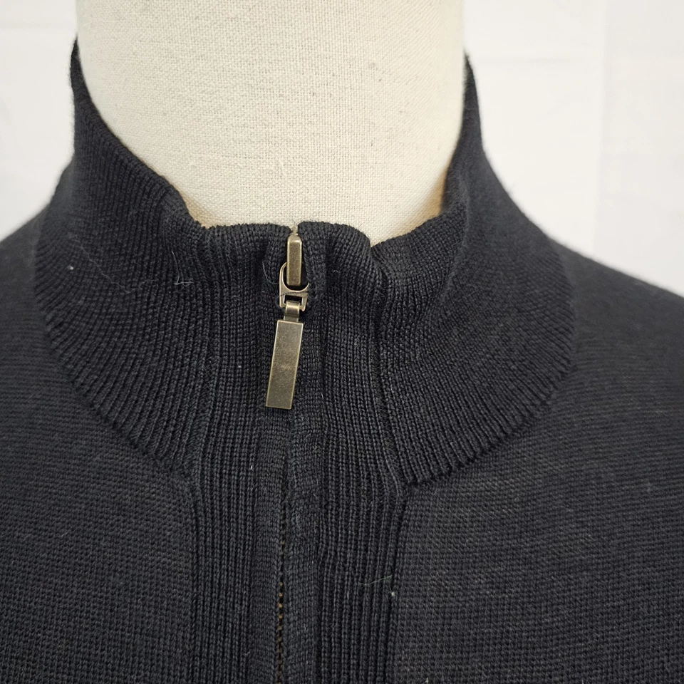 Club Room Men's Merino Wool Blend Sweater 1/4 1/2 Zip Black Medium NWT - Image 2 of 4
