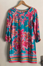 Lilly Pulitzer Womens Size XS Pink & Blue Floral Cotton Pullover Dress