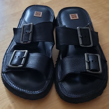 MOMA Damen Leder Slipper-Sandalen schwarz mit...