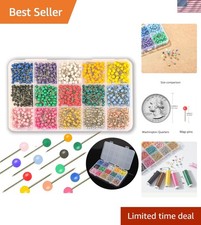 1000 PCS Push Pins Map Tacks,Multi-Color 1/8" Round Head with Stainless Point...