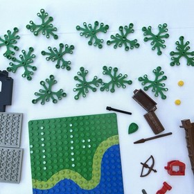 LEGO 6071 Forestmen&rsquo;s Crossing VINTAGE Parts- Rare River Baseplate, Bridge, Accs