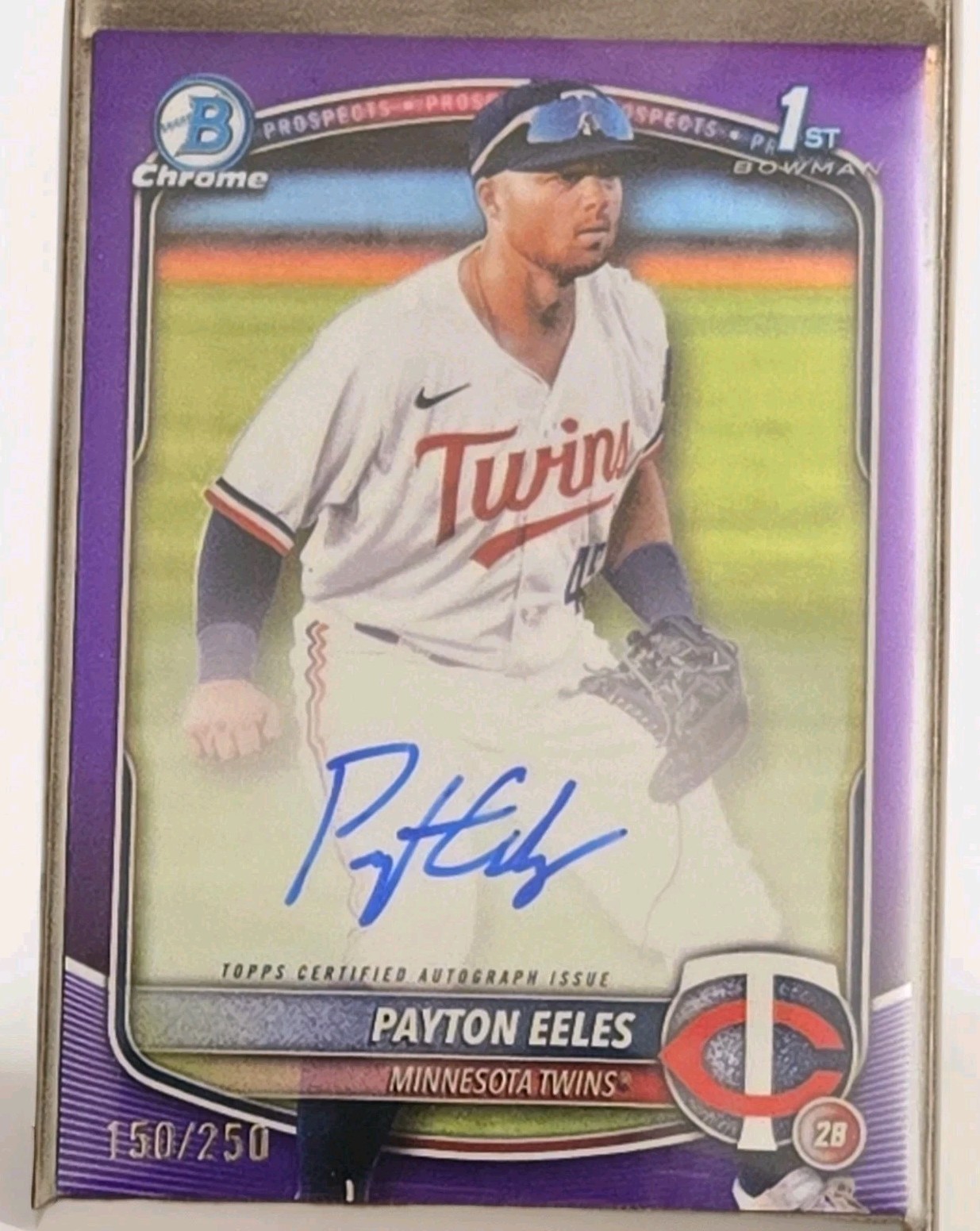 PAYTON EELES 2025 BOWMAN CHROME 1ST AUTOGRAPH PURPLE AUTO /250 CPA-PE