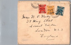 1925 Haifa Palestine  EEF Postal Stamps Cover to London England