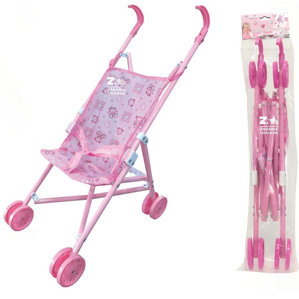 PASSEGGINO BABY ROSA PLASTICA X BAMBOLE CHIUSURA AD OMBRELLO PIEGHEVOLE foto 2