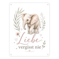 Metallschild In 15X20 Cm Liebe Vergisst Nie - Elefant Schild Mit Spruch: Lebe