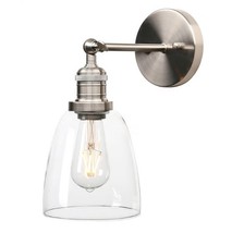 Industrial Wall Sconce Vintage Edison Light Fixture Retro Bell Glass Silver E27