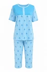 i-Smalls Women's Cotton Rich Capri Pyjama Set Short Sleeve Button Front