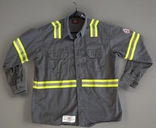 Bulwark FR Flame Resistant Hi Vis Work Shirt Gray XL Reflective Safety Uniform