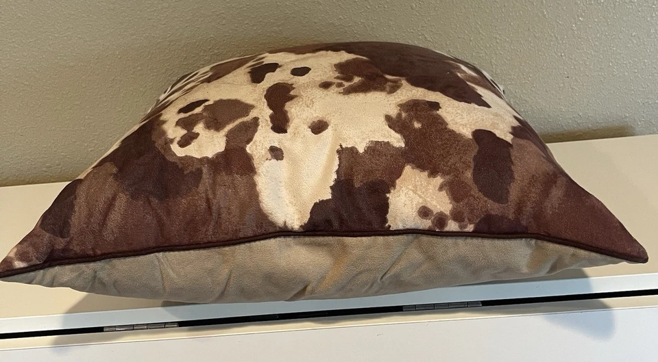 Almohada con estampado de vaca occidental imitación cuero de vaca cojín rústico granja Foto 4 de 4